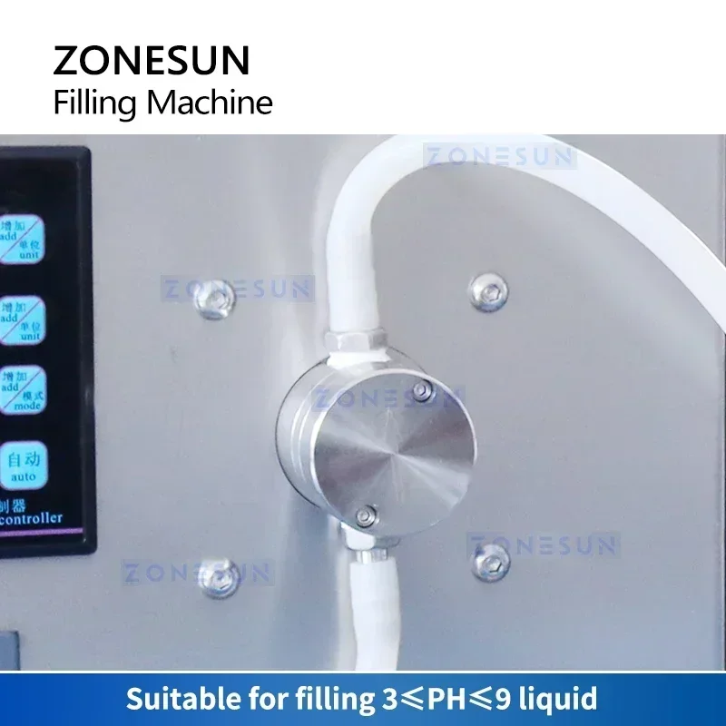 ZONESUN Automatische Flüssigkeitsflaschenfüllmaschine mit Förderband, magnetischer Pumpfüller, kleine Produktion ZS-MPYT250C