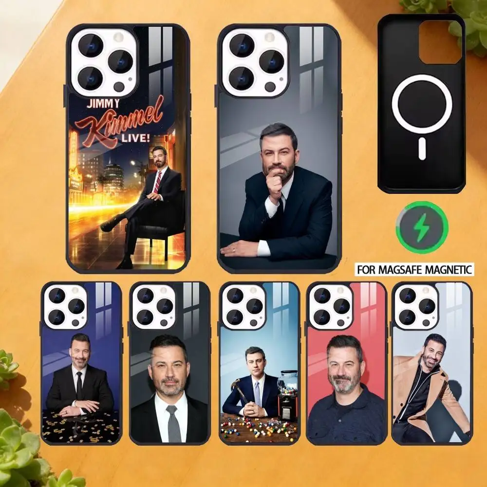 

Talk Show Host J-Jimmy Kimmel Phone Case For iPhone 17 16 15 14 13 12 Pro Max Plus for Magsafe Mirror Wireless Magnetic Cover