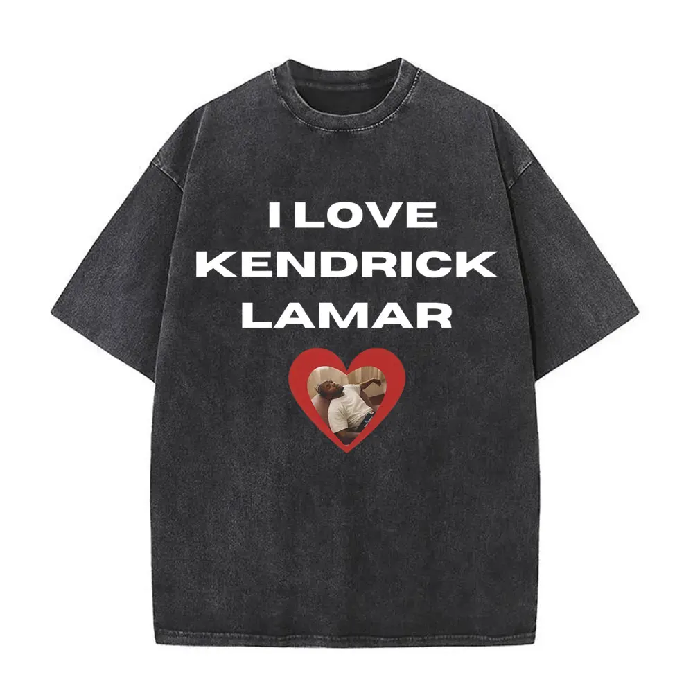 

I Love Kendrick Lamar Vintage Washed T Shirt They Not Like Us T Shirts Men Women Fashion Hip Hop Oversized T-shirts Streetwear