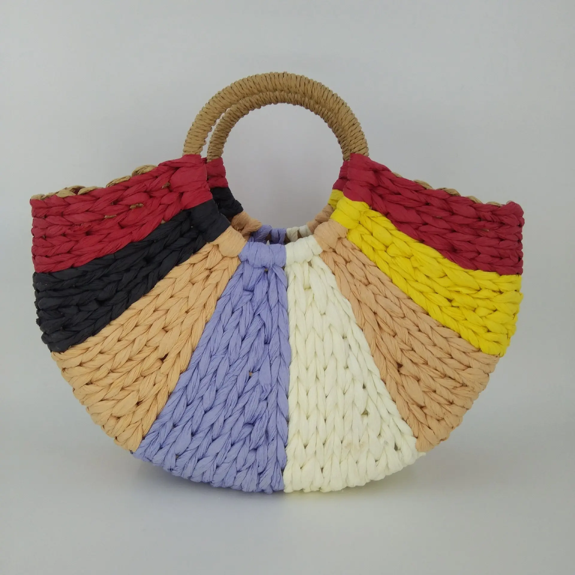 Fashion Straw Knitted Top Handle Bags Ladies Handmade Woven Beach Bags Summer Colorful Moon Shape Handbags Women Clutch Bags dakota moon dakota moon 1 cd