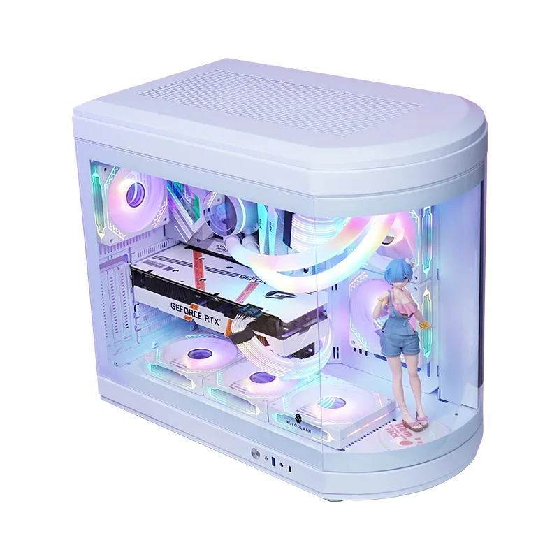 2025 Top-Sales High-End-PC-Gehäuse mit C-Typ-Anschluss, gebogenes ATX MATX ITX Gaming-Computergehäuse, kompatibel mit 400 mm Grafikkarte Ansicht 4