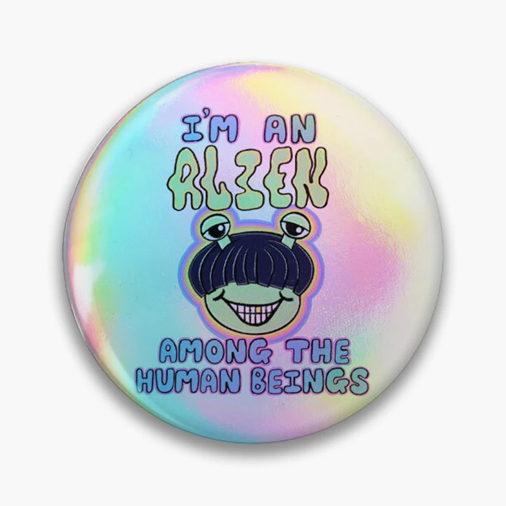 Oliver Tree I'm an Alien Pin Holographic Star Heart Pin Brooches Laminated Button Fashion Accessory