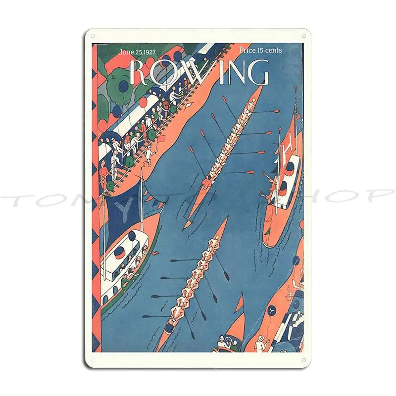 Rowing Competition Magazine Cover Mid Century Sport Metal Sign Kitchen Pub Club Bar Party Design Tin Sign Poster