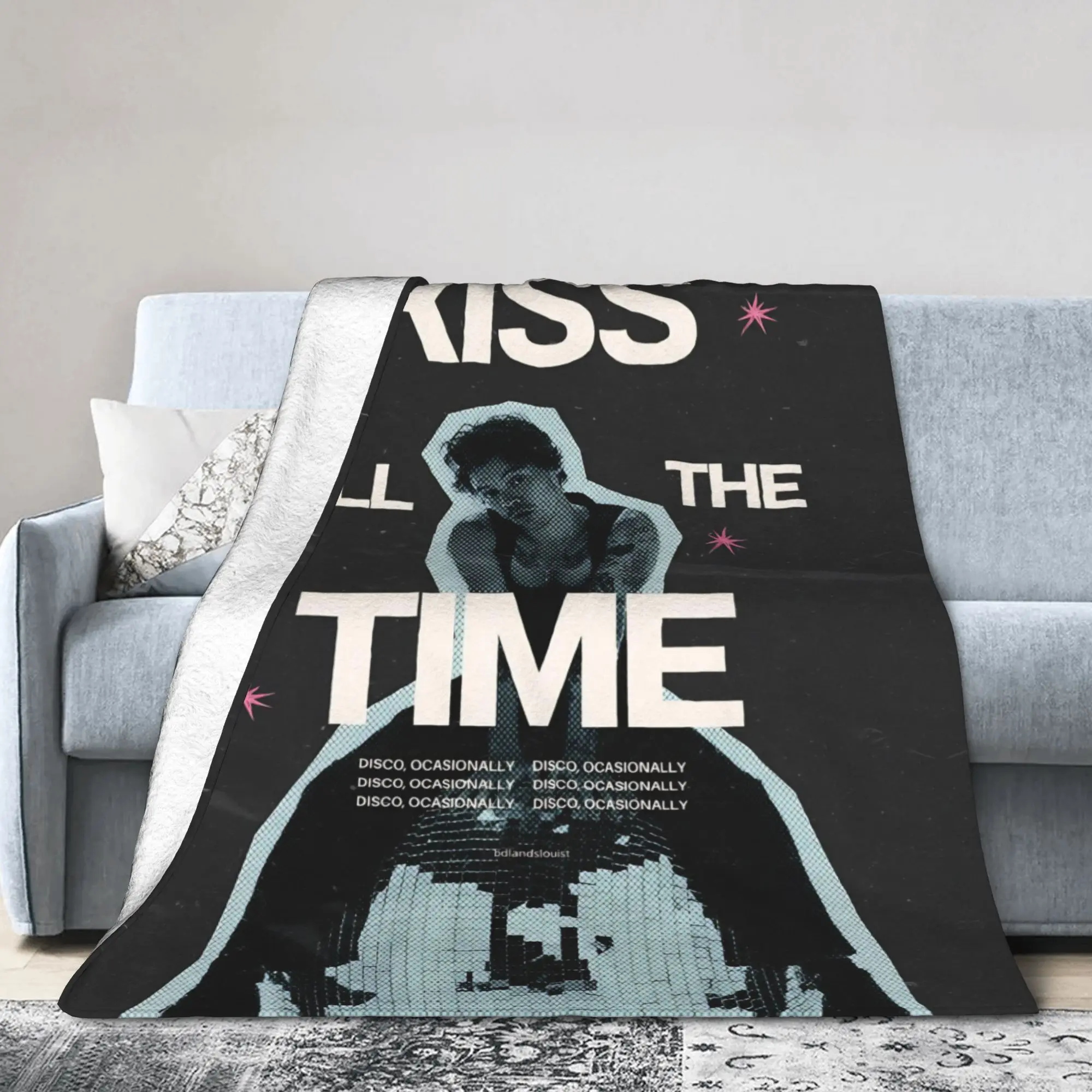 Kiss All The Time Disco Tour Blanket Harrys Music Styles  Flannel Awesome Soft Throw Blanket for Chair Covering Sofa Spring