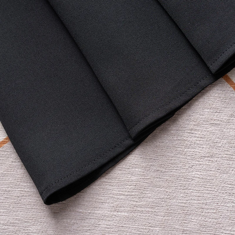 ZUZK النساء الصلبة OL التنانير جديد ربيع الخريف مرونة عالية الخصر الإناث أنيقة ألف خط منتصف طويلة تنورة سوداء Saia Preta