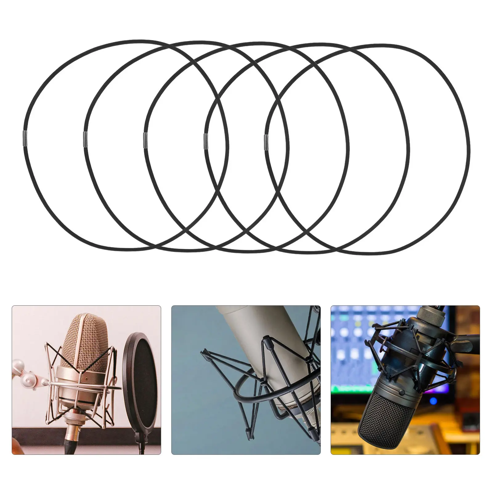 

10pcs Microphone Shock-Proof Frame Rope Elastic Bands Suspension Replacement Ring for Condenser Mic Stand Microphone Clip Holder