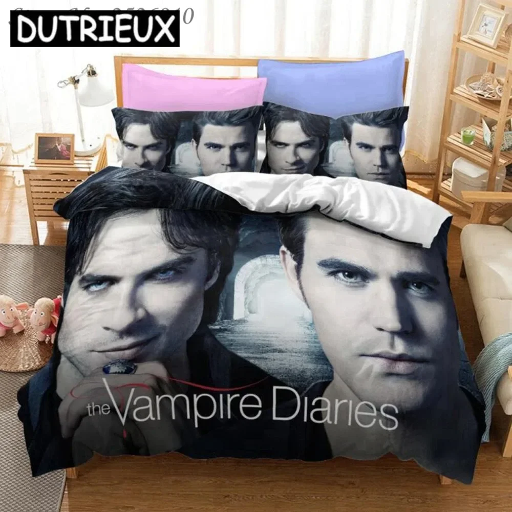 

The Vampire Diaries Print Bedding Set 3D Character Duvet Cover Set With Pillowcase Twin Full Queen King Bedclothes 04