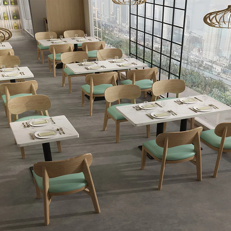 Solid wood sushi restaurant furniture hamburger dessert tea shop coffee shop table and chair combination double seat sofa