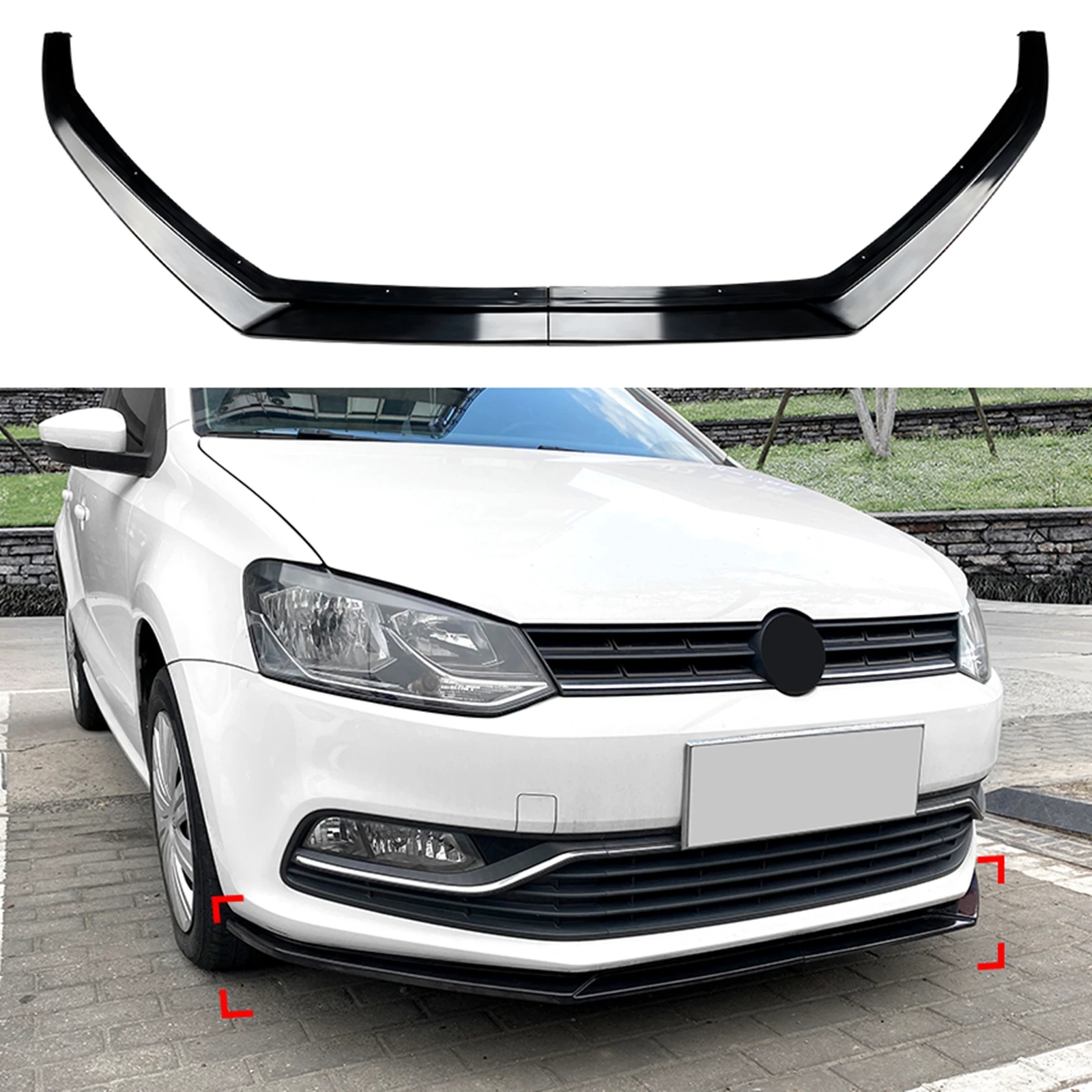 

Front Bumper Spoiler Lip For Volkswagen VW POLO MK5 6R 6C 2009-2018 Glossy Black Car Lower Blade Guard Plate Cover Kit Splitter