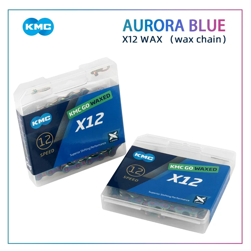 

Bike Chains GO Waxed X12 Aurora Bike chain 12Speed MTB/Road Bike Chain for Shimano 105/ULTEGRA/Deore/SLX /XT 12V Blue Waxed
