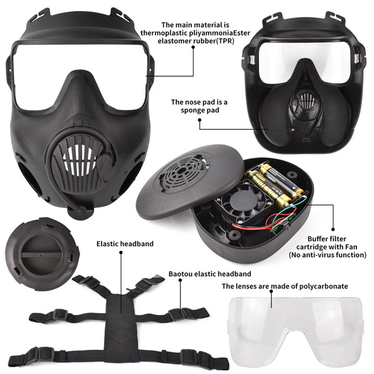 Tactical Helmet Set Full Face Mask with Anti-fog Fan ZL4 Protective Airsoft Mask Communication Headset Gear Kit for Paintball