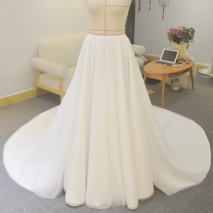 Abnehmbare Abnehmbare Rock Zug EINE Linie Für Hochzeit Kleid Brautkleid tüll Rock Hochzeit Zubehör Braut Abnehmbare Zug