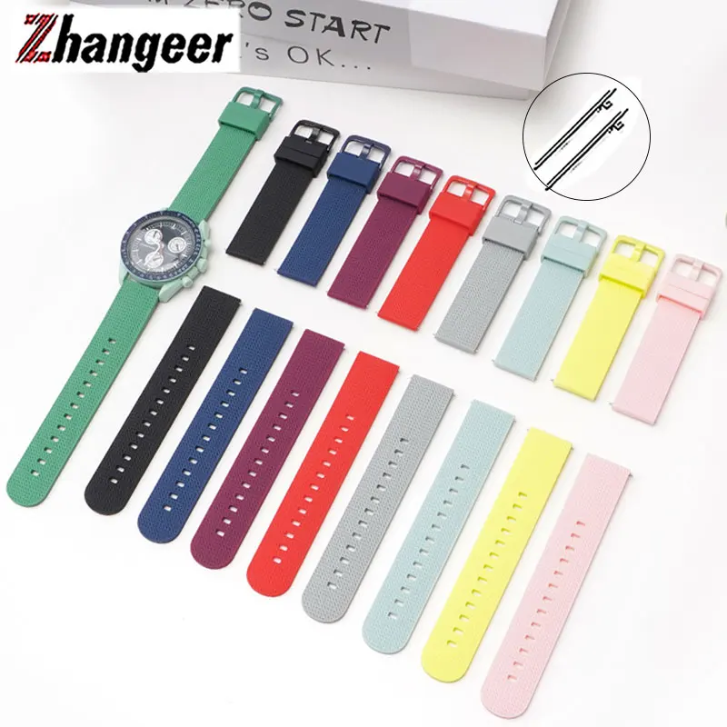 20mm 22mm Quick Release Strap For Omega MoonSwatch Replace WatchBand Silicone Rubber Universal Wrist Band Sport Belt Accessories