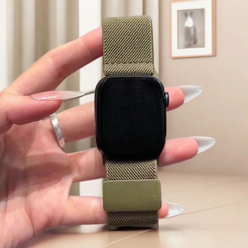 Nylon Strap 18/20/22mm Magnetic Clasp For Garmin Vivoactive 5 3/Forerunner15/55/265 Stretchy Adjustable For Samsung Galaxy Watch