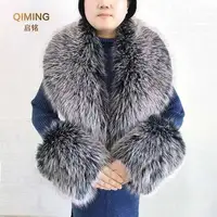 Conjunto de puños de bufanda de piel sintética para mujer, Cuello de piel falsa cálido, calentador de cuello, chal grande esponjoso, bufandas peludas, abrigo, Parka, accesorios de invierno