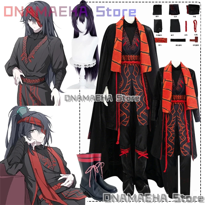 جيا تشيو تأثيري لعبة شركة ليمبوس زي الرجال رداء طويل شعر مستعار أحذية ملحق مجموعة هالوين كرنفال موضوع فستان الحفلات #1