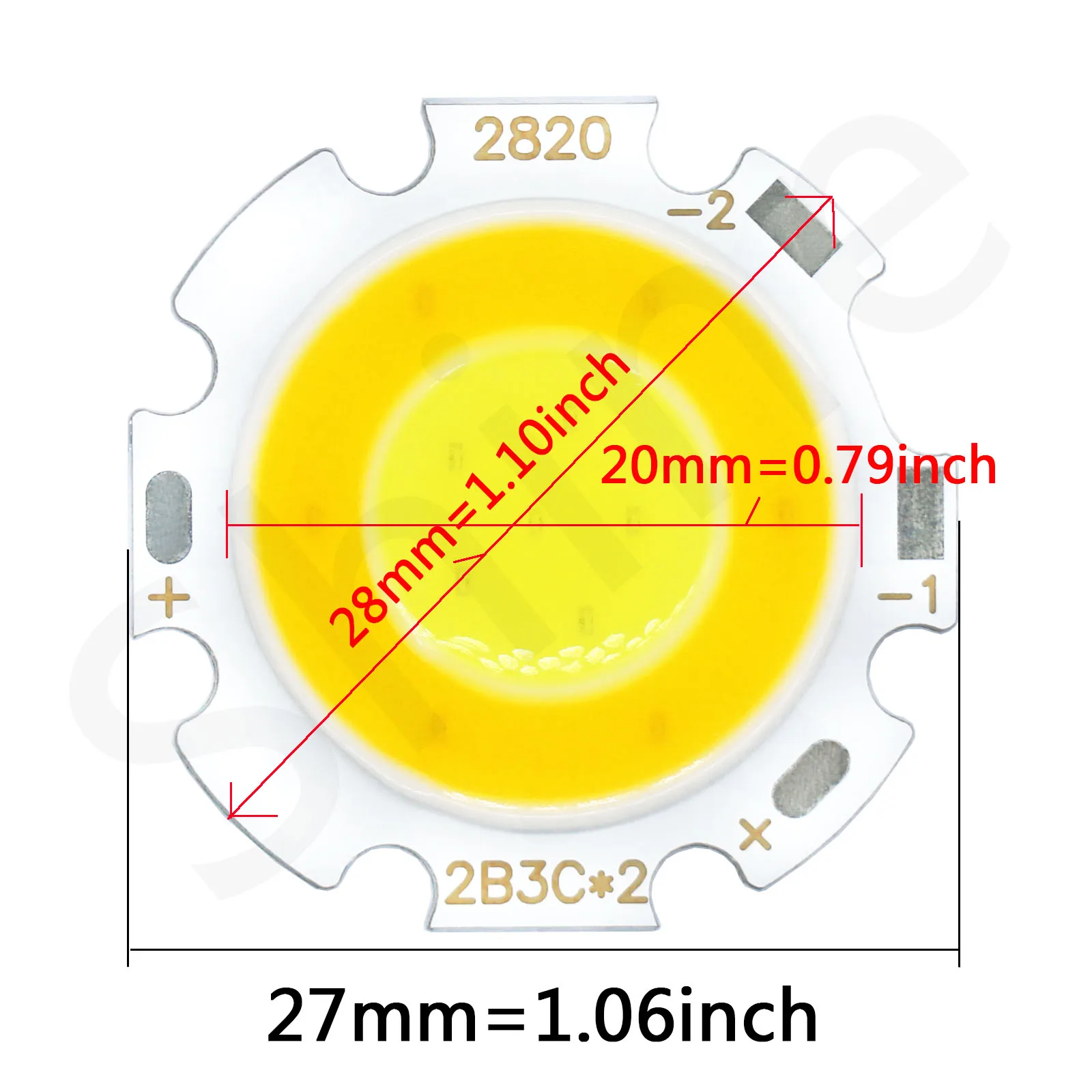 Chip de fuente LED COB de dos colores de alta potencia, 3W, 5W, 7W, 10W, 12W, 28mm, 250mA