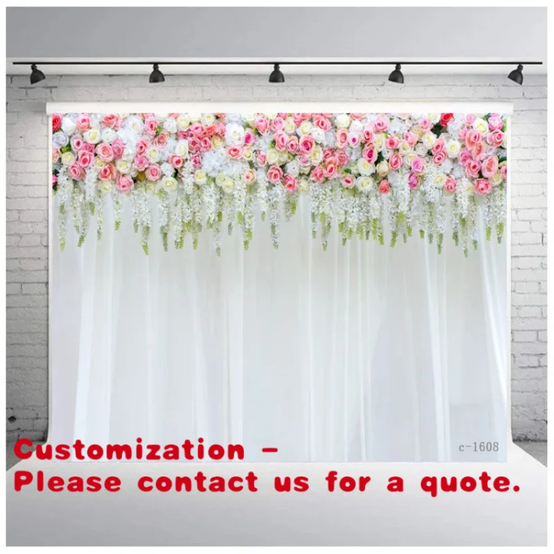 

Customize.Flower Wall and Curtain Photo Backdrop Wedding Bridal Shower Birthday Decorations Photo Booth Props