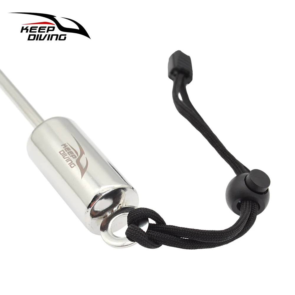 2025 جديد 1 قطعة مؤشر الغوص الفولاذ المقاوم للصدأ عصا الغوص مع جرس الذاتي رنين دينغ قضيب الغوص اليد حبل وشملت #5