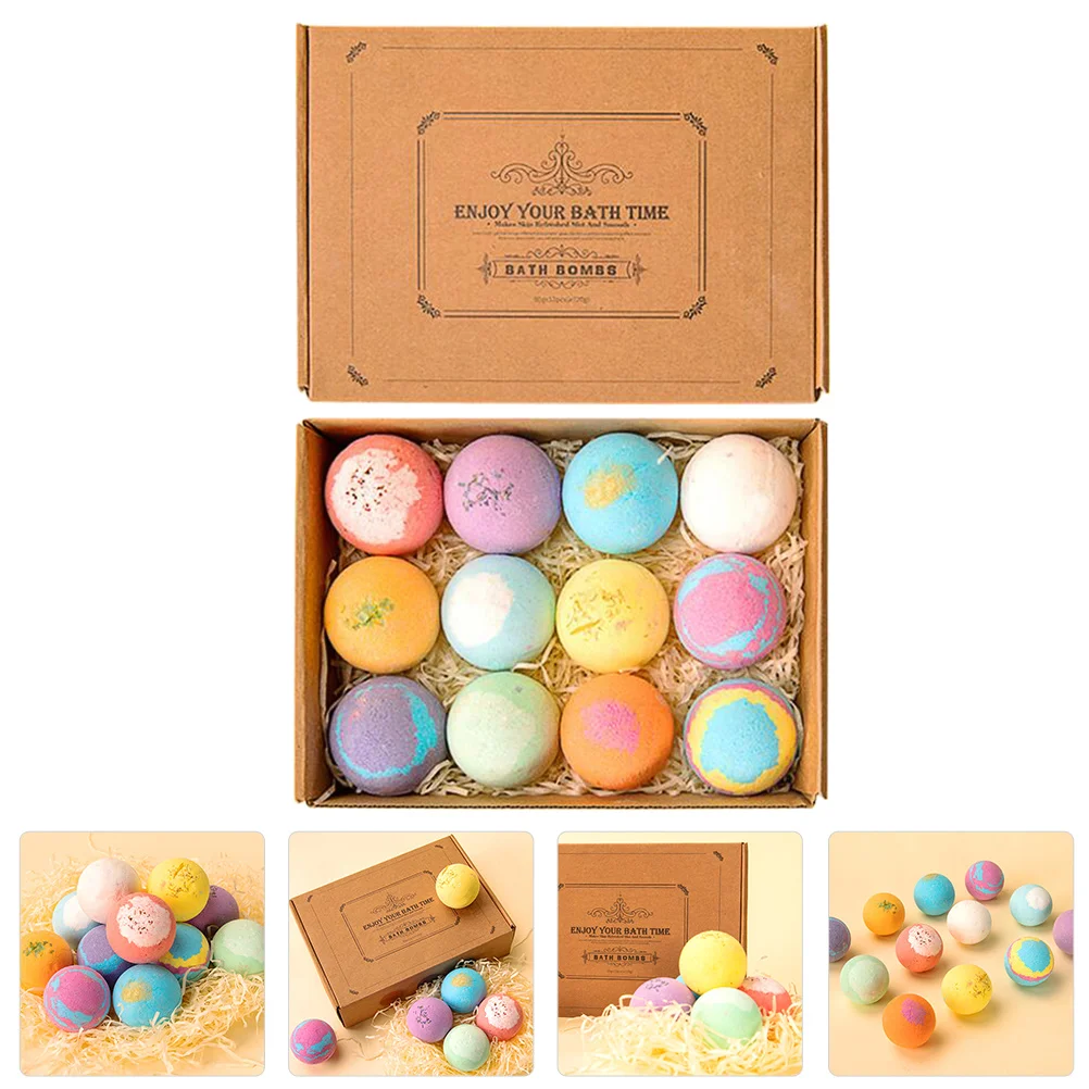 

12 Pcs Bath Salt Ball Box Gift Bathing Bubble Shower Bombs Essential Oil Balls