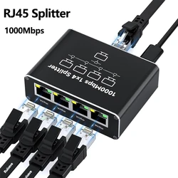 Gigabit 1000Mbps RJ45 Splitter 1 to 2 3 4 Ethernet Adapter Lan Connector Switch Coupler for PC Laptop TV Box Router Digital TV