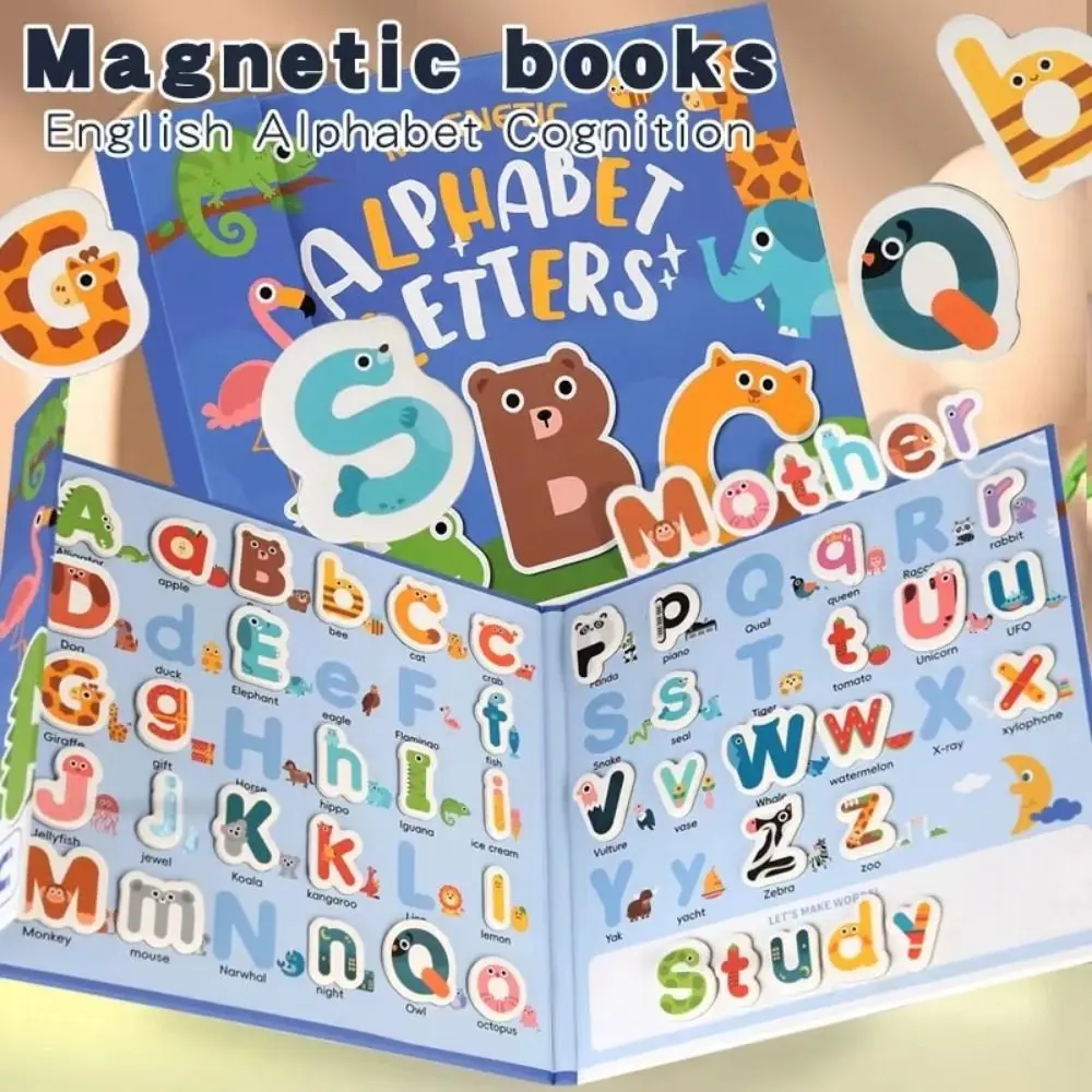 78pcs Magnetic Alphabet Letters Spelling Game Alphabet Cognition Animal Letter Matching Game Words Cartoon Colorful