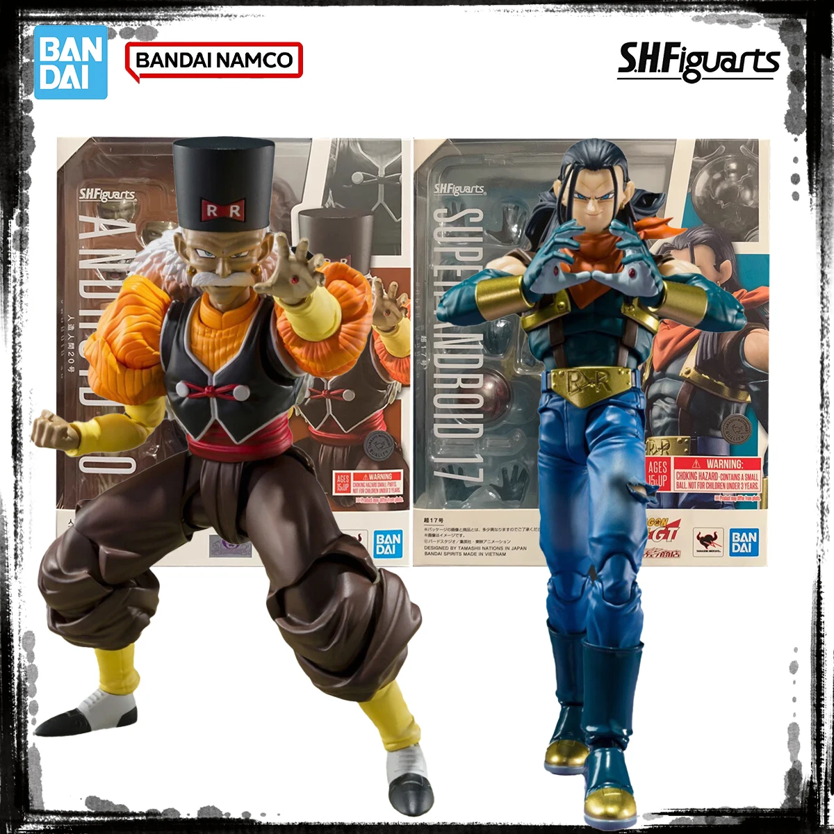 Bandai genuíno original shf dragon ball em estoque anime figura super android 17 android 20 figuras de ação brinquedos para meninos presentes