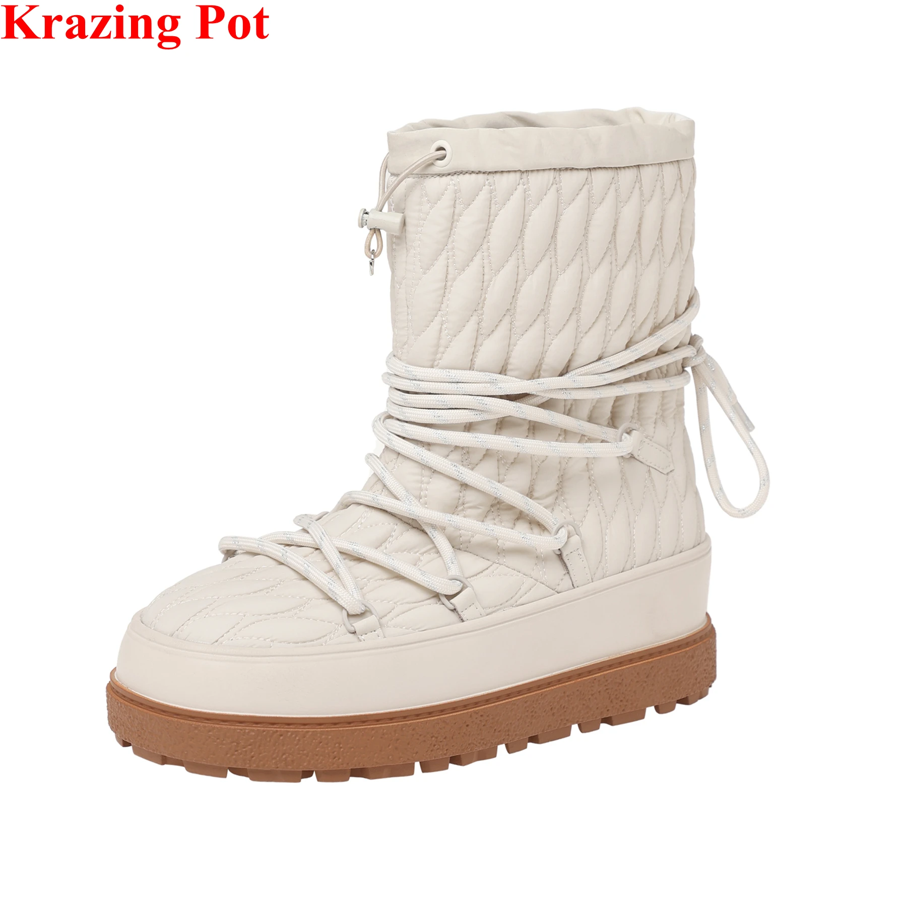 Tissu résistant au froid fond épais bottes de neige garder au chaud hiver plate-forme croisée loisirs couture classiques femmes bottines
