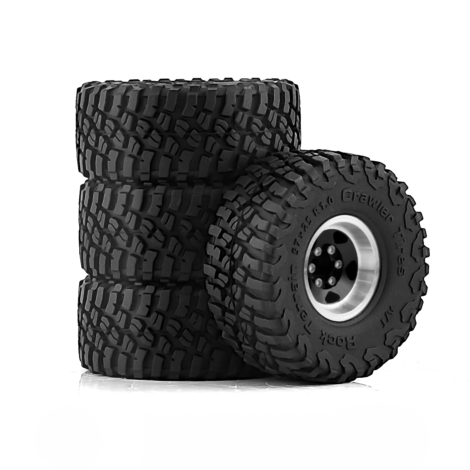 Roues et pneus Beadlock 1.0 (4 pièces) pour voiture sur chenilles RC 1:24 1:18 SCX24 FMS FCX24 TRX4M Axial AX24 90081 Gladiator Bronco C10