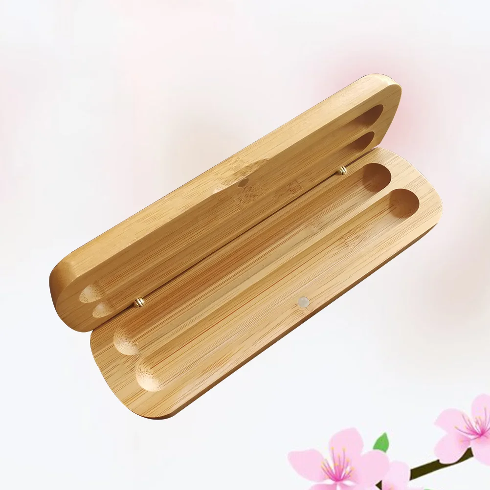 

Bamboo Pen Box with Two Pen Slot Bamboo Pencil Case Pen Case Supplies wood pencil case pencil box multifunction pencil box