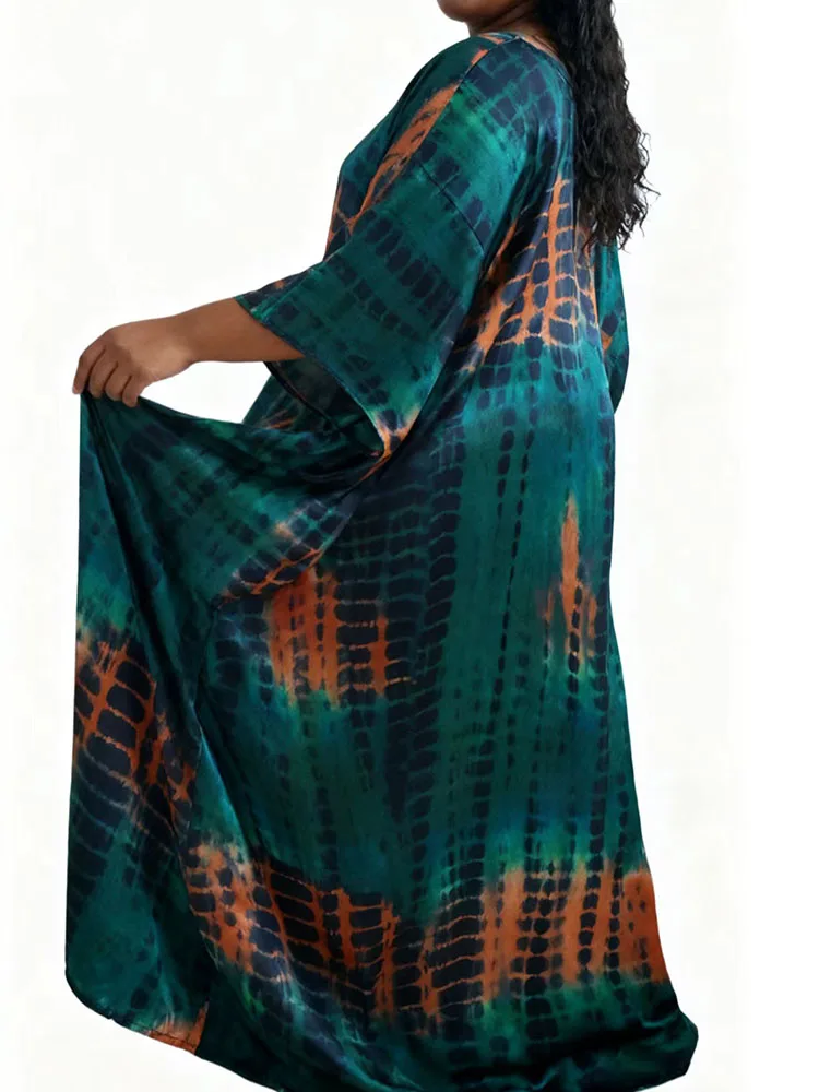 

Ramadan Dress African Print Boubou, Women's Long Dashiki Robe Soft Cotton Brocade Ankara Clothing