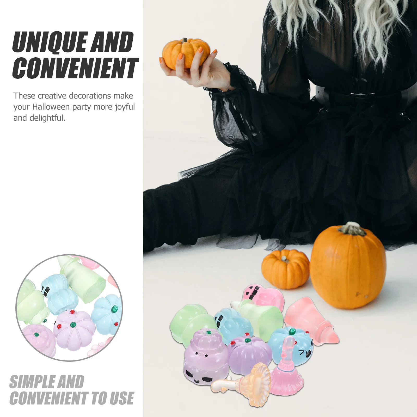 

Luminous Ornaments Halloween Garden Figurine Ghost Decorations Mini Resin Presents Model