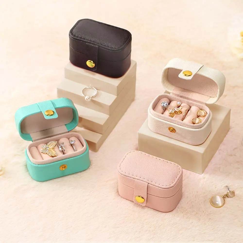 Fashion Simple Travel Gift PU Leather Water-proof Jewelry Organizer Earring Holder Ring Display Box Jewelry Storage Case