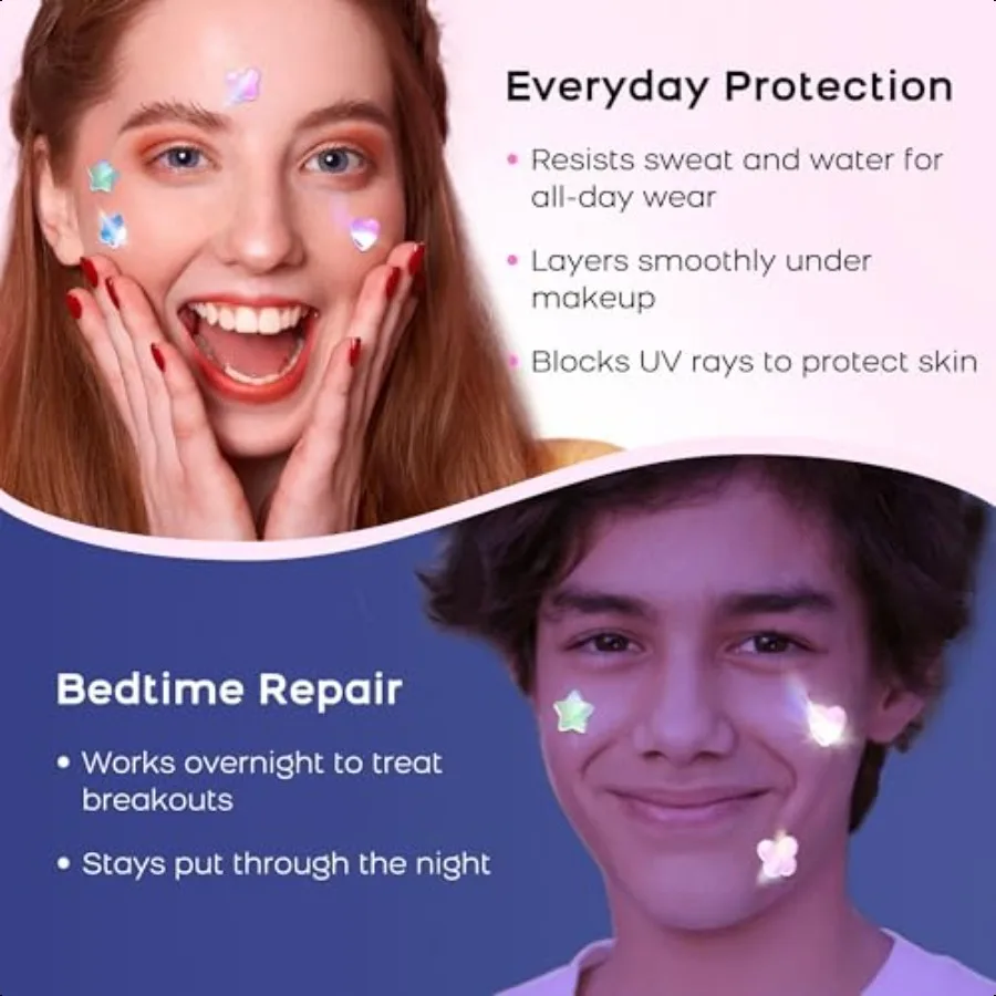 ニキビパッチ 顔用 可愛い ハイドロコロイド ニキビパッチ カラフル ホログラム ハート スポーツステッカー ニキビ跡 ニキビパッチ サイン付き