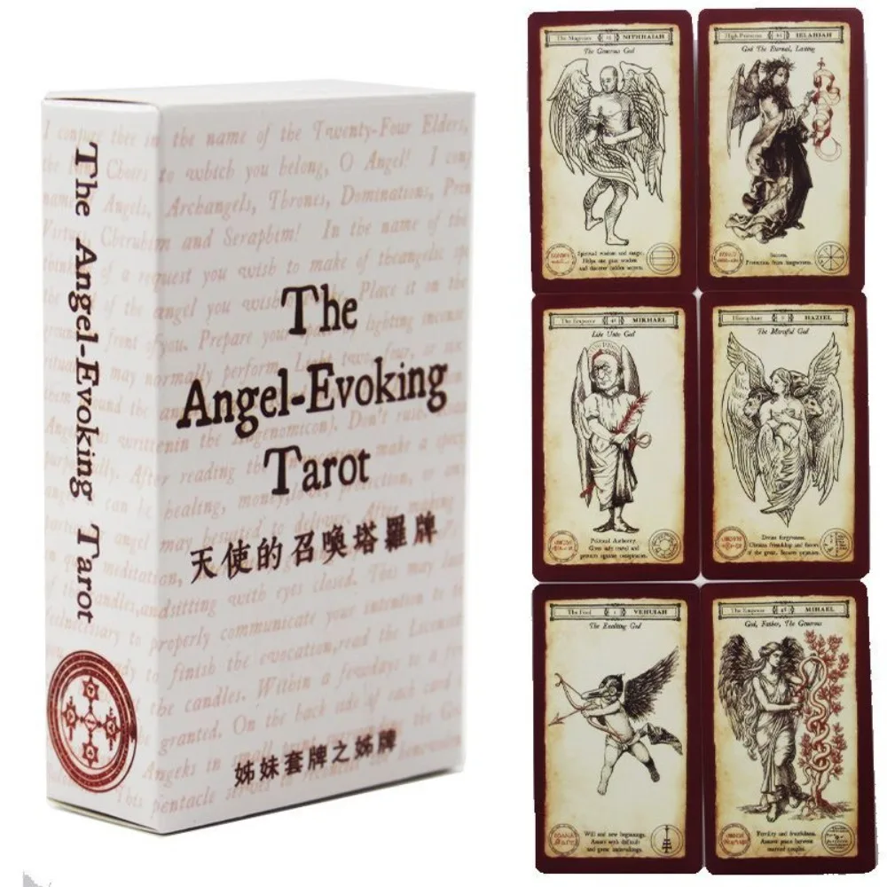 Engel-Erweckendes Tarot-Deck - 78 Göttliche Ratgeberkarten 10,3*6cm mit Engels-Sigillen & Namen - 72 Kabbalistische Engel-Orakelkarten