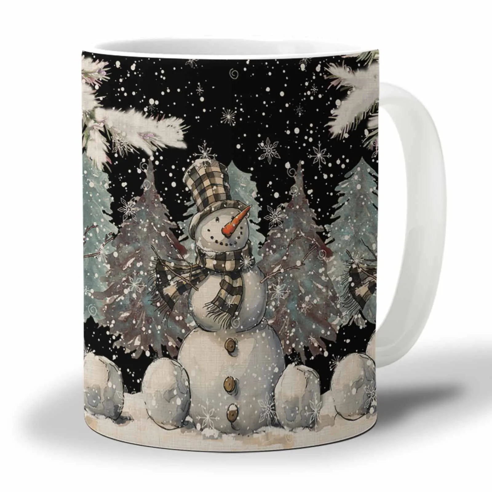 Coffee Mug Snowflake Original Mugs Free Shipping Watercolor Snowman Cup Cups Custom Ceramic Personalized Drinkware Kitchen Bar