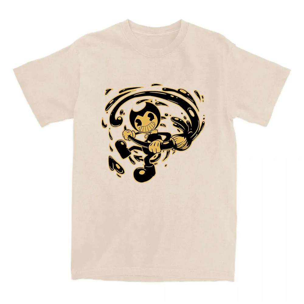 Camiseta Game Bendy and The Ink Machine, camisetas de verano de manga corta para mujer, ropa de calle, camisetas holgadas Unisex con estampado gráfico de cuello redondo