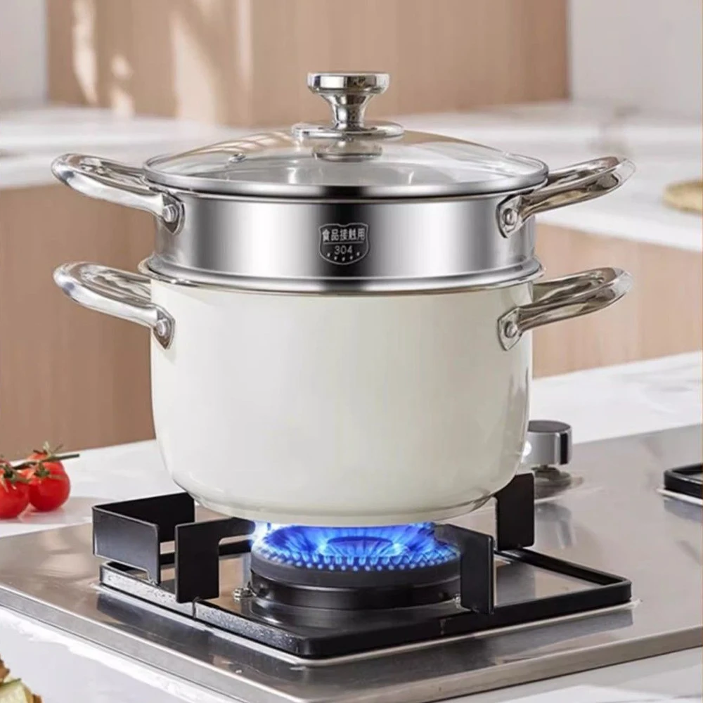 304 Stainless Steel Soup Pot Non-stick Pan with lid Home Hot Pot Induction Cooker Gas Stove Universal Food Supplement Milk Pot