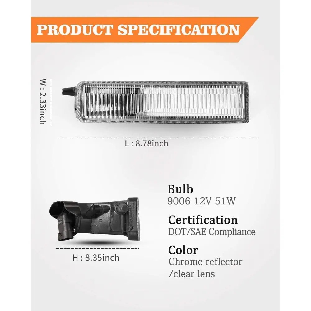 مجموعة مصابيح الضباب ذات العدسات الشفافة OEM لـ 2003-2007 Scion XB، تتضمن لمبات 9006 12 فولت 51 وات #6