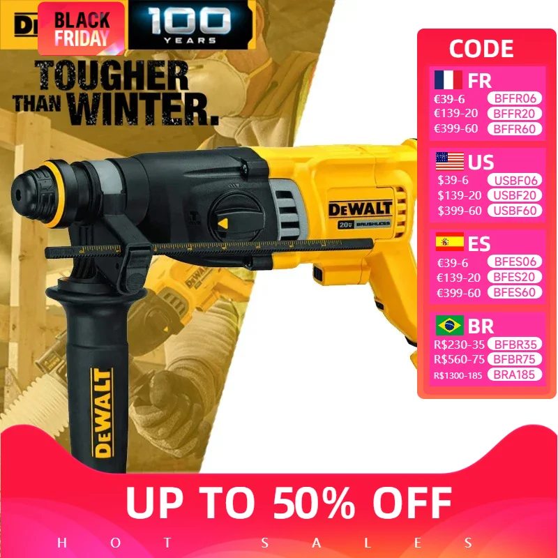 DEWALT DCH263 Rotary Hammer 20V MAX Brushless Motor SDS PLUS D-Handle Electric Demolition Hammer Impact Drill DCH263B