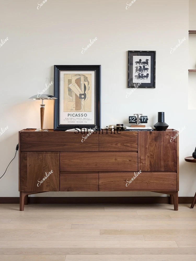 

North American Black Walnut Entrance Cabinet Bedroom Storage Modern Simple Drawer Cabinet FT