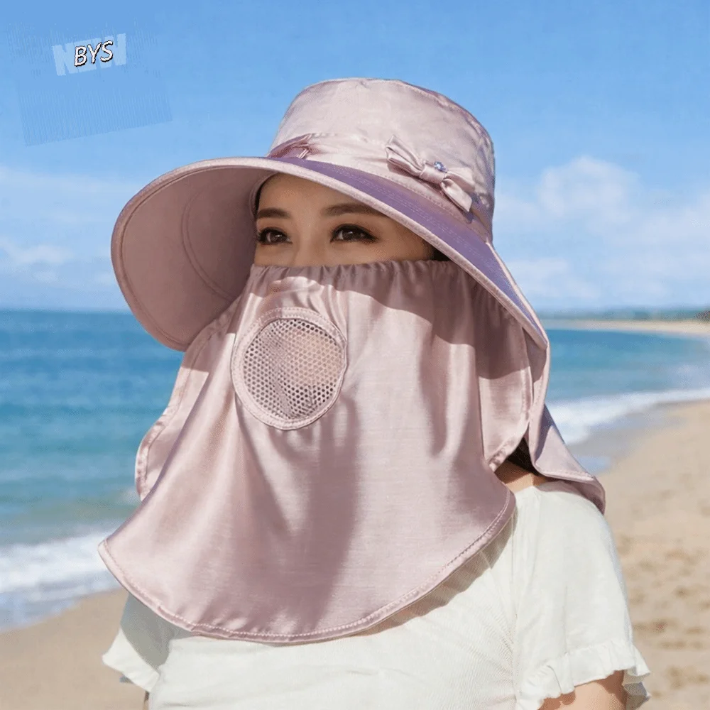 

Wide Brim Sunshade Sun Hat Breathable Face Cover Women Picking Tea Hat UV Protection Lightweight Neck Flap Hat Summer Season