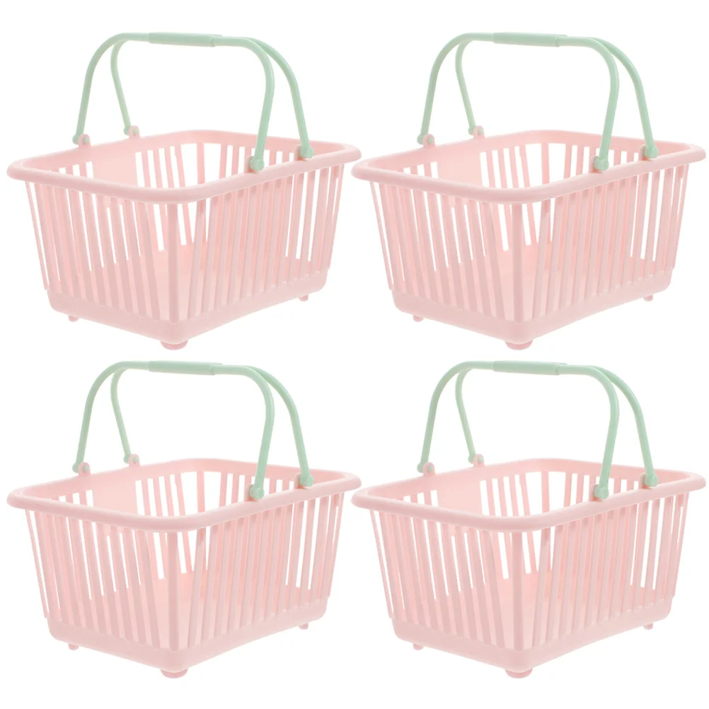 4 Pcs Plastic Basket Storage Child Bins for Shelves Folding Crate Mini Grocery Shower