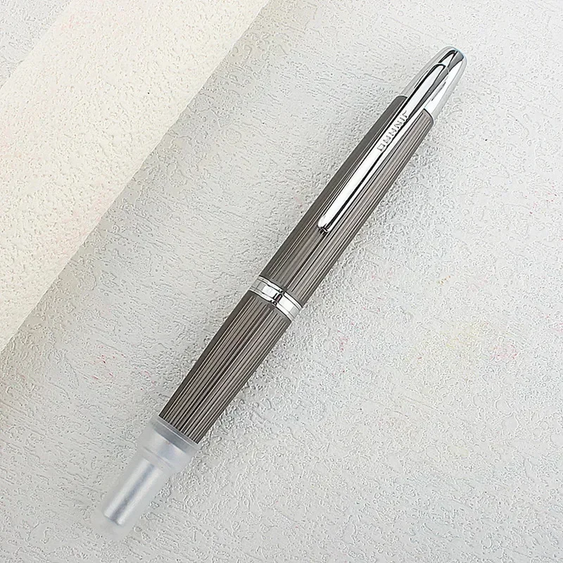 

New Jinhao 10 Retractable Press Fountain Pen EF/F Nib With Ink Converter Writing Gift Pen, Gray Stripe