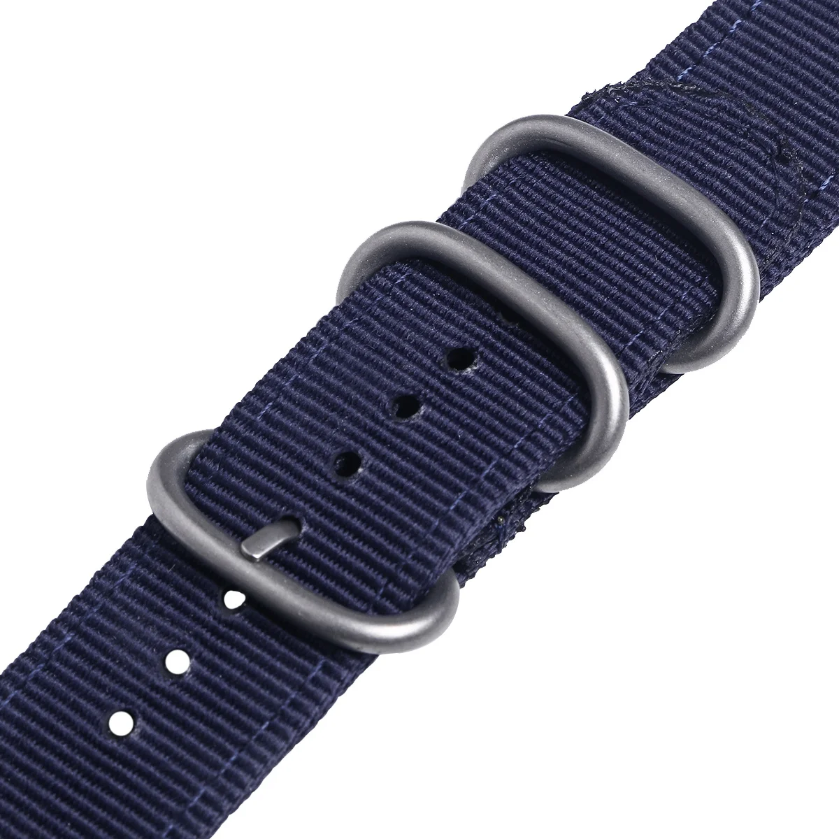 

18Mm Nylon Watch Band Premium Mechanically Braided Strap Smooth Edge Stainless Steel Clasp Wristband Navy Blue