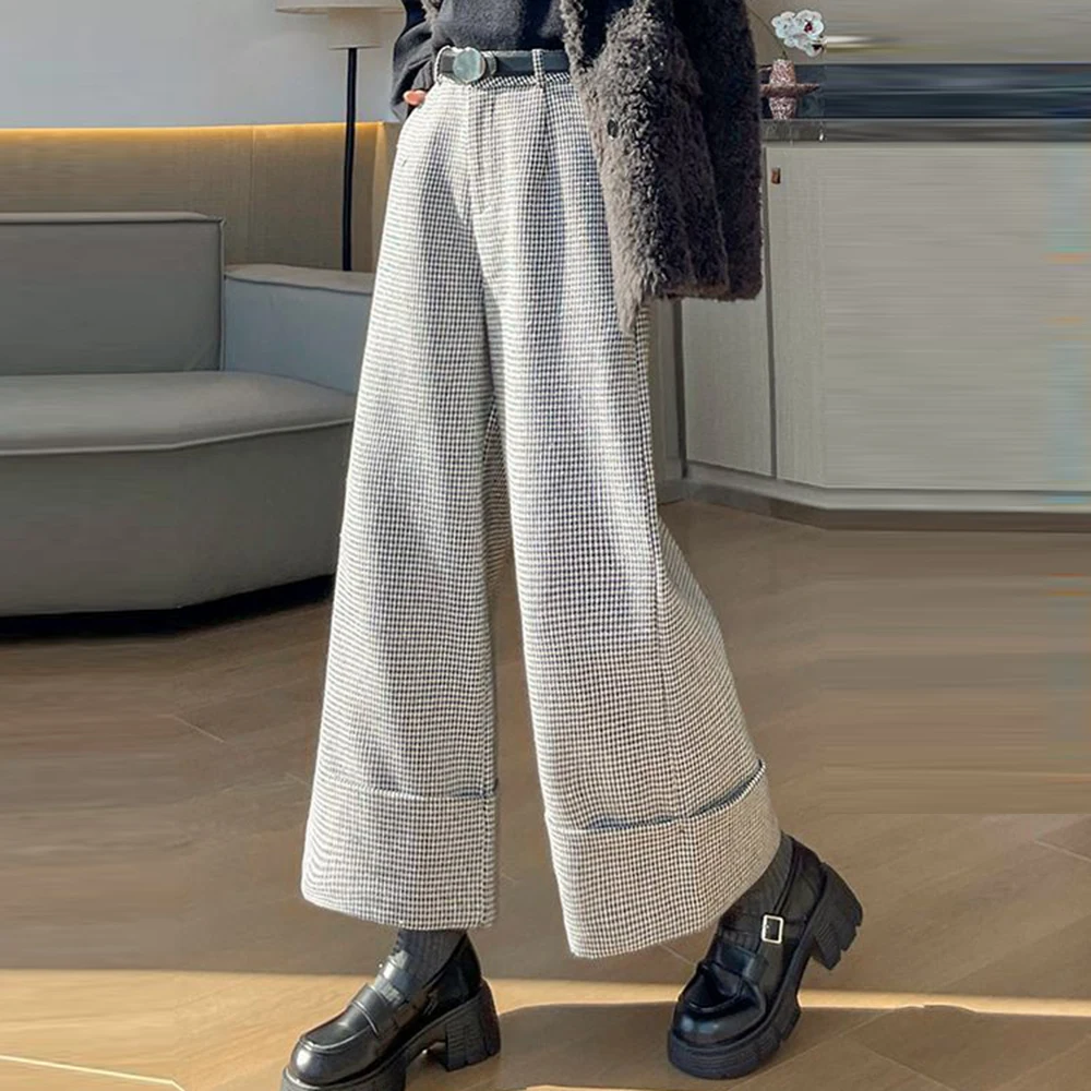 Retro wide-leg pants women's autumn and winter 2025 new high-waisted and thin loose casual straight nine-point pants