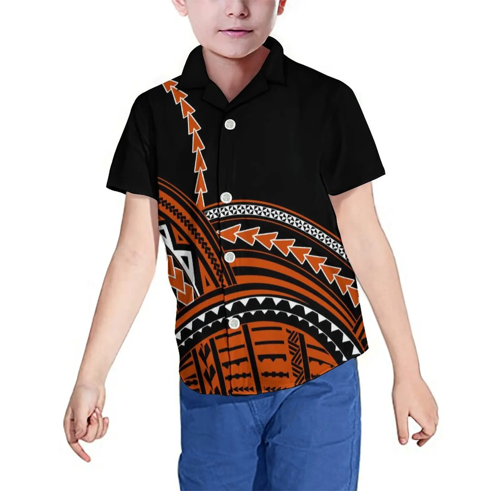 Robe à licou imprimée personnalisée pour enfants, chemise pour enfants, style de plage Fiji, adaptée aux enfants, Samoa