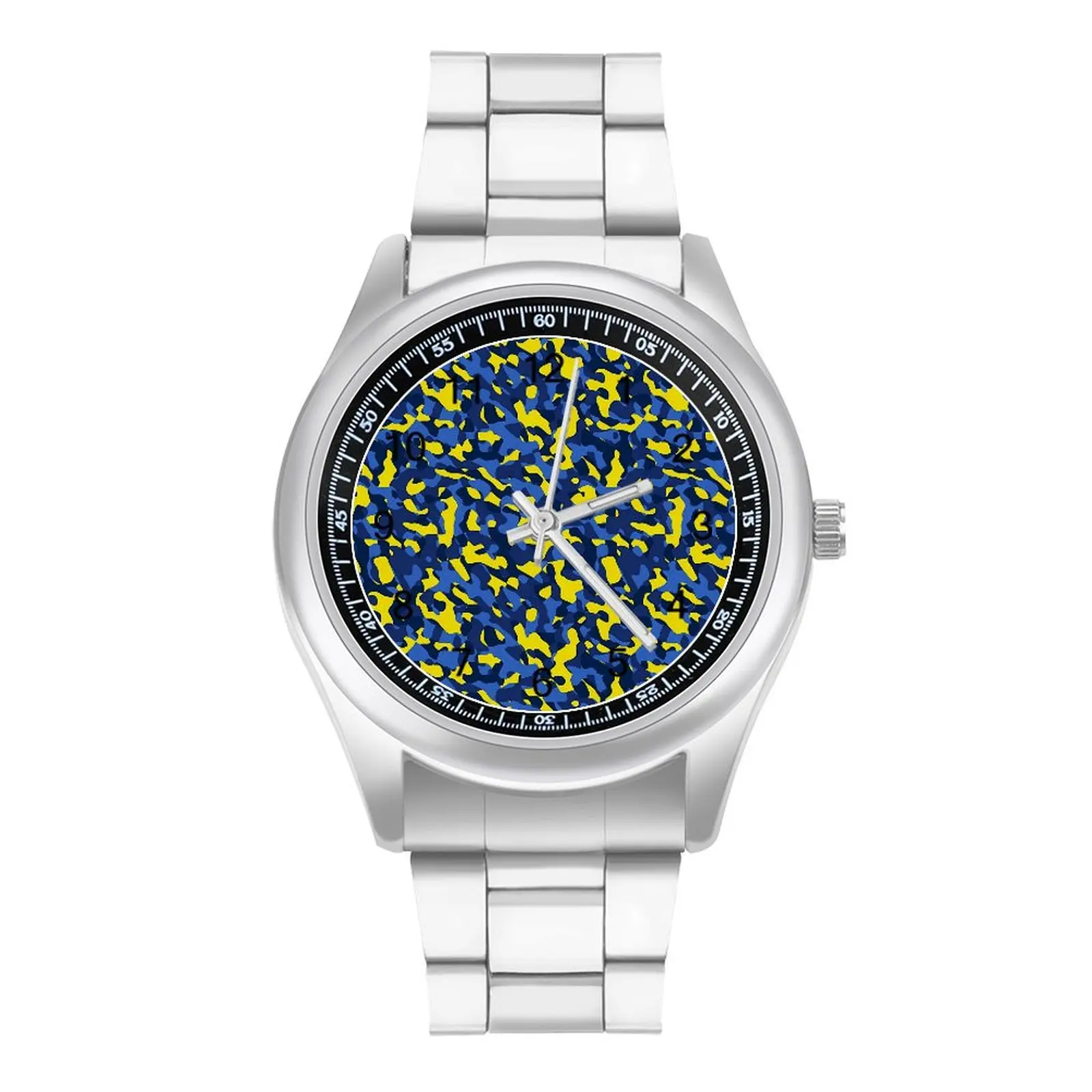 Camo Print Quartz Watch Blue Yellow Camouflage Analog Vintage Wrist Watches Steel Female Spring Design Wristwatch