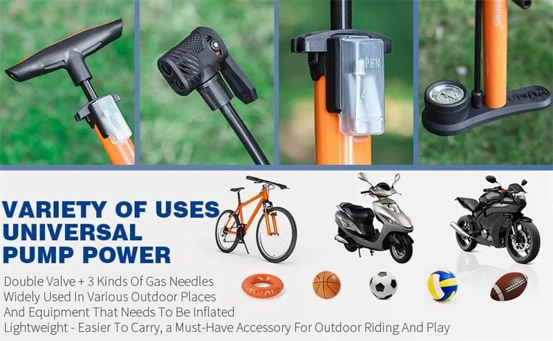 WEST BIKING 160PSI High Pressure Bicycle Pump With Gauge MTB Road Bike Tire Inflator For Presta/Schrader Valve Bike Accessories