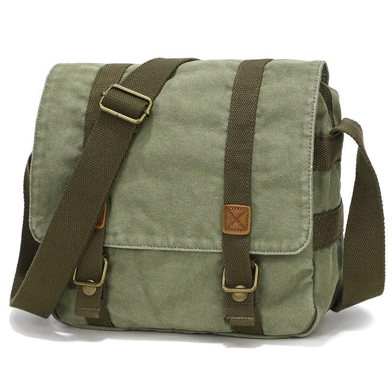 Men's Canvas Messenger Casual Men's Bag High-end Shoulder Crossbody Bag 10 Inches